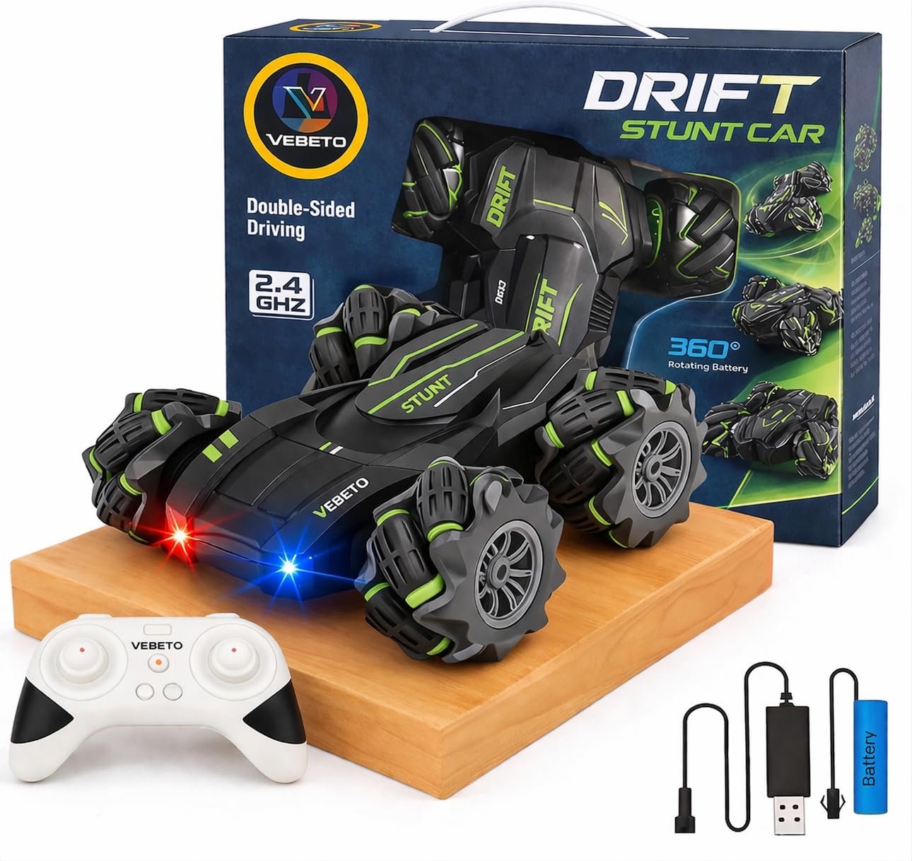 RC Drift Car | 4WD 20Kmph with Boost Mode, 2.4Ghz Long Range Remote, Hard Shell Body, LED Headlights, Race-Ready Build - Image 2