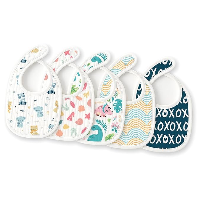 Waterproof Baby Bibs | Spill-Resistant Apron Feeding Bibs for 6–12 Months, Soft & Absorbent Fast-Dry Cotton, Durable, Lightweight, Washable & Reusable Meal Time Bibs - Image 2