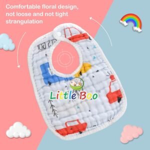 Waterproof Baby Bibs | Spill-Resistant Apron Feeding Bibs for 6–12 Months, Soft & Absorbent Fast-Dry Cotton, Durable, Lightweight, Washable & Reusable Meal Time Bibs